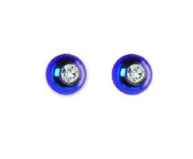 Серьги Blue Anodized Ball with Crystal - Titanium (530C)